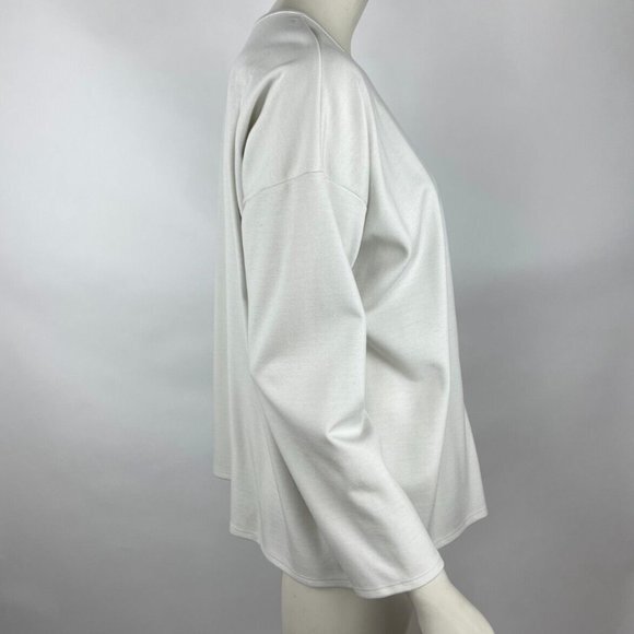 Eileen Fisher Flex Tencel Ponte Crew Neck Short Box Top Women L Long Sleeve NWOT - Picture 4 of 9